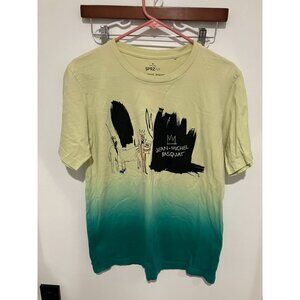 Uniqlo SPRZ NY T Shirt by Jean-Michel Basquiat Art, Yellow/Aqua Multi, Size Medi